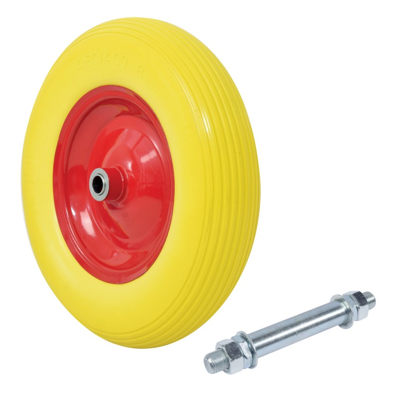 Roue de brouette increvable avec 1 axe 20mm -  diamètre 385mm