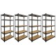 Juego de 4 estantes modulares resistentes, negro