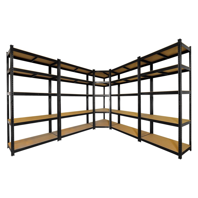 5 special corner shelves, large garage, black