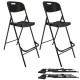 Lot de deux chaises de bar pliantes noires