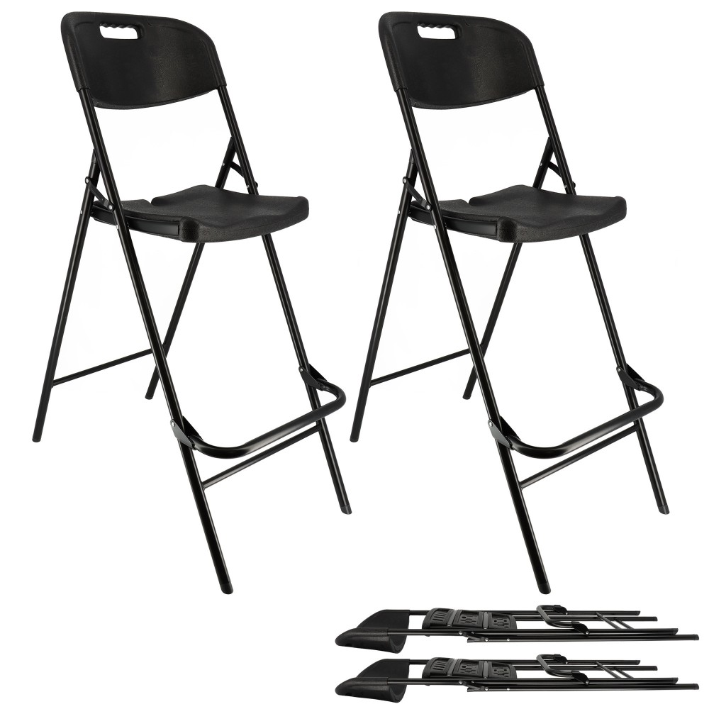 Set aus zwei schwarzen Klappbarhockern