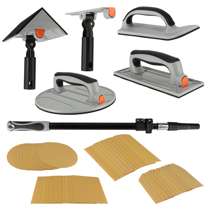 Plasterboard sanding kit with telescopic pole